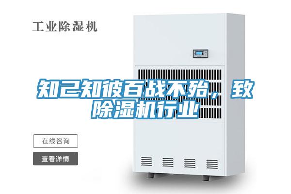 知己知彼百戰不殆，致除濕機行業